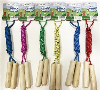 Jump rope hand with wooden handle   ITEM NO.： W034054