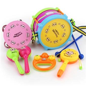 (GCC) Six piece set (small drum+tambourine+handbill+tambourine+2 rattles)   ITEM NO.： W036990