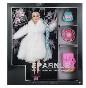 11 inch solid 9-joint long braided fur Barbie doll with hat and camera   ITEM NO.： W028321