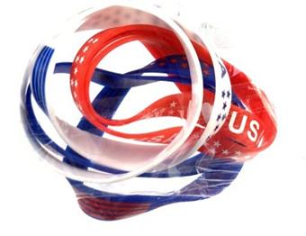 6PCS US Independence Day silicone wristbands   ITEM NO.： W032436