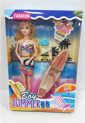 High quality thick leg 11.5-inch 9-joint solid swimsuit Barbie doll with camera and small boat   ITEM NO.： W028326