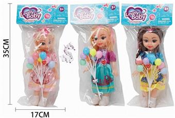 12 inch chubby child doll with balloons (three mixed designs with music)   ITEM NO.： W027778