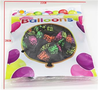 25 black Happy Birthday patterned balloons   ITEM NO.： W034830