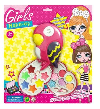 Parrot cosmetics set on the second floor, homely makeup box, girls' makeup box, children's makeup, eye shadow, lip gloss   ITEM NO.： W039733