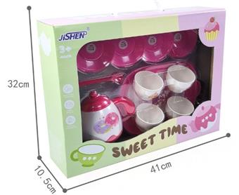 14 piece pink dessert themed tea set   ITEM NO.： W023053