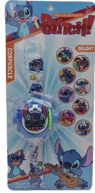 Stitch 3D Head Projection Flip Up Watch (Wheel 8 Projection)   ITEM NO.： W027939