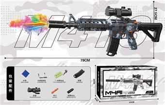 Large M4A1 Camouflage Blue Cartridge Handheld Automatic Water Bullet Gun (with Colorful Smoke Flash Silencing)   ITEM NO.： W066158