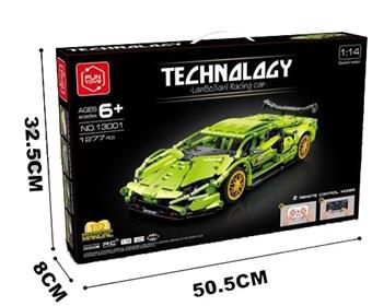 DIY Building Blocks 1:14 Remote Lamborghini (1277pcs, with USB charging cable, remote control requires 3AA without package, body 2.4G lithium battery 7.4V500mAh)   ITEM NO.： W046311