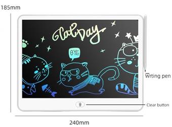 16 inch horizontal white sticker color screen LCD electronic writing board drawing board graffiti drawing board handwriting board (CR2032 power pack * 1) monochrome clear installation   ITEM NO.： W056443