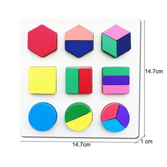 Wooden puzzle geometric shape three part matching board puzzle toy   ITEM NO.： W049481