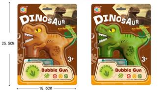 Electric dinosaur bubble gun with lights, mixed in 2 colors   ITEM NO.： W055741