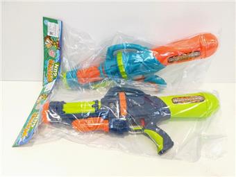 Dual nozzle water gun with air pressure, mixed blue and green colors   ITEM NO.： W067183