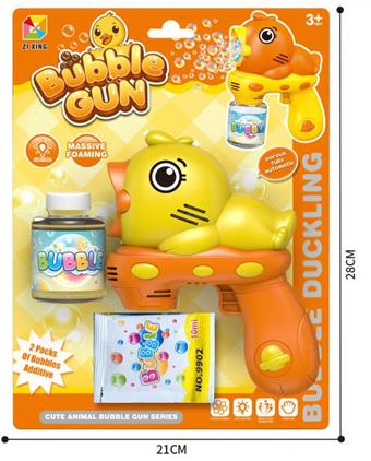 Electric Yellow Duck Bubble Gun (with lights)   ITEM NO.： W055746