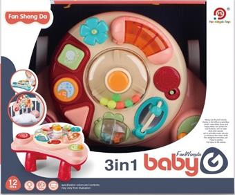 Three in one learning table, baby fence, hanging piano (pink) (with lighting and music)   ITEM NO.： W061489