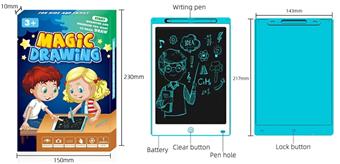 Blue 8.5-inch monochrome screen LCD writing board, drawing board with screen lock   ITEM NO.： W056962