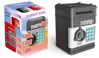 ABS classic electric password piggy bank (black)+protective film ABS children's cartoon fun piggy bank safe   ITEM NO.： W051258