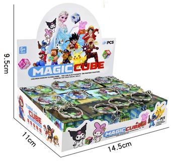 3.5CM Super Mario Magic Cube with Keychain (UV Printed) Three Step Small Magic Cube Three Step Mini Magic Cube Keychain Pendant Pendant   ITEM NO.： W042673