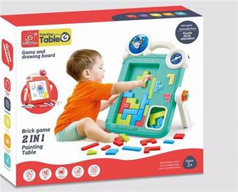 Multi functional double-sided music drawing board+Tetris game, puzzle, early education, parent-child interactive toys, (colored writing board, magnetic writing board, baby children's drawing board, early education learning board, magnetic drawing stand), delivery: (pen, card drawing board eraser) 2 colors: blue-green+rose red   ITEM NO.： W056725