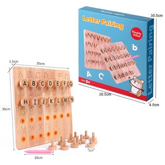 Wooden letter pen control practice paired with puzzle toys   ITEM NO.： W049578