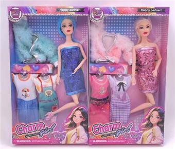 11.5-inch eleven joint solid body fashionable Barbie with dress change, 2 mixed styles   ITEM NO.： W063010