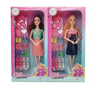 New 11.5-inch solid 9-joint fashionable short skirt Barbie with shoe vacuum formed accessories 2 mixed styles   ITEM NO.： W055444