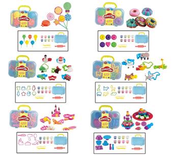 Handheld suitcase with 6 styles and 6 boxes of series colored clay   ITEM NO.： W053351