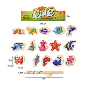 Wooden magnetic fishing children's toys (16PCS)   ITEM NO.： W049425