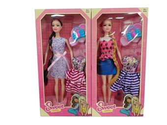 11.5 inch solid body, lively hands, fashion dress, Barbie with fashion clothes, small bag, 2 mixed styles   ITEM NO.： W055429
