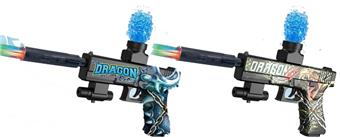Dinosaur graffiti electric dual-use water bullet gun (7-8MM) with infrared ray, equipped with spray plus colorful night light silencer, 3 EVA, lithium battery, charging line, water bullet bottle, connector, 1 bag of dry water bullet, 3 mixed models   ITEM NO.： W064028