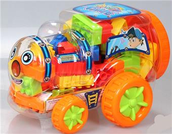 Q-version locomotive puzzle building blocks mixed with multiple colors weighing 250g (approximately 50-60PCS)   ITEM NO.： W046254