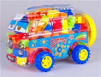 Vintage school bus multi-color mixed weighing 350g (approximately 110-120PCS)   ITEM NO.： W045444