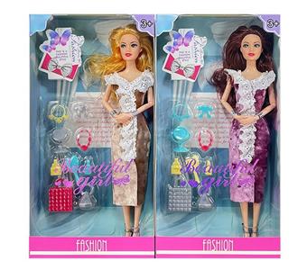 New 11.5-inch solid 9-joint fashionable dress Barbie with wristband, handbag vacuum formed accessories 2 mixed designs   ITEM NO.： W055448