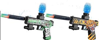 Snake tiger graffiti electric dual-use water bullet gun (7-8MM) with infrared ray, equipped with spray plus colorful luminous silencer, 3 EVA, lithium battery, charging line, water bullet bottle, connector, 1 bag of dry water bullet, 3 mixed models   ITEM NO.： W064029