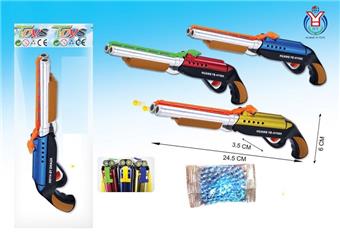 Double tube inflation soft bullet gun, three color mixed (with one pack of water bullets)   ITEM NO.： W063667