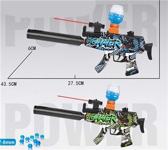 Snake Graffiti MP5 Electric Water Bullet Gun with Black Muffler, Infrared, Protective Glasses, 7.4 Lithium Battery, Charging Cable, Water Bullet Bottle, 3 pieces of EVA, Connection Head, One Pack of Dry Bullets (7-8mm), Mixed 2-Color   ITEM NO.： W063942