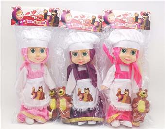 10 inch empty body with music IC chef Martha doll with chef hat+apron+bear 3 mixed styles   ITEM NO.： W062991