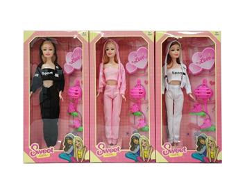 11.5-inch live action fashion Barbie with ice skates and ice hats, 3 mixed styles   ITEM NO.： W055437