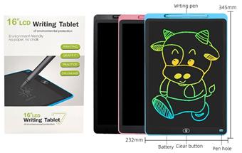 16 inch black face sticker business color screen LCD writing board drawing board with screen lock   ITEM NO.： W056946