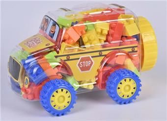 Mini school bus puzzle building blocks   ITEM NO.： W045313