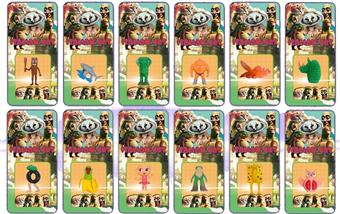 Shanhaijing wooden stick figurine single card set/12 styles   ITEM NO.： W055602