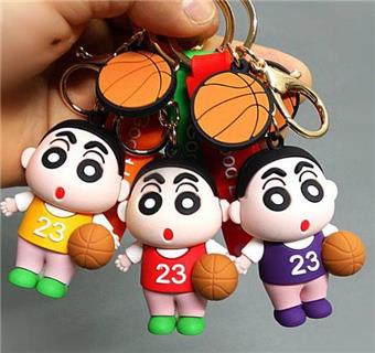 Cartoon Anime Crayon Shin chan Basketball Doll Dropping Solid PVC Three Dimensional Keychain Pendant   ITEM NO.： W048440