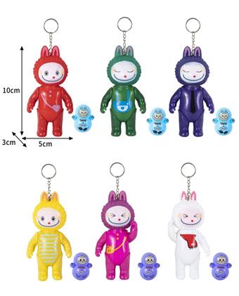 Hot selling LABUBU second-generation vinyl PVC+PP doll+tumbler with movable hands, feet, and heads, five joints for parties, blind box keychain, "1 display box, 24 pieces"   ITEM NO.： W048697