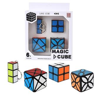 Transformers+Second Order Rubik's Cube+Clover Rubik's Cube (all three are stickers/UV printed)+First Order Rubik's Cube with Keychain (UV printed)   ITEM NO.： W048994