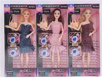 11.5-inch 9-joint body fashion Barbie with bag and earrings, 3 mixed styles   ITEM NO.： W063002
