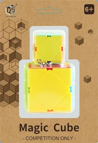 5.7cm oblique solid color cube+3.5cm small solid color oblique rotation with keychain   ITEM NO.： W042651
