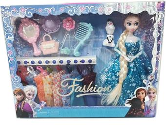 11.5-inch solid 9-joint Frozen Barbie with snow treasure, hanging clothes, comb and vacuum formed accessories   ITEM NO.： W055564