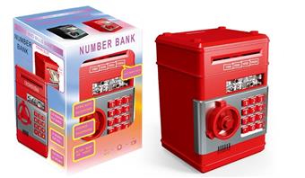 ABS classic electric password piggy bank (big red)+protective film ABS children's cartoon fun piggy bank safe   ITEM NO.： W051261