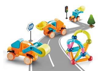Magnetic rod engineering vehicle 52PCS   ITEM NO.： W046631