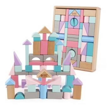 55 beech colored building blocks   ITEM NO.： W043774