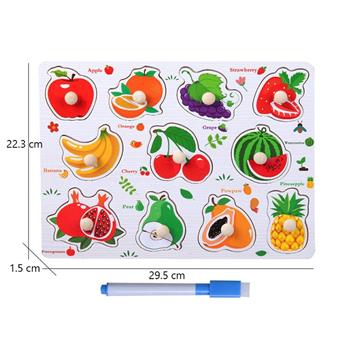 Wooden Fruit Large Handheld Puzzle Board Two in One   ITEM NO.： W049377